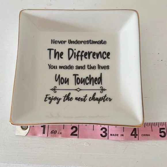 Ceramic Trinket Dish in White with Gold Edge - Inspirational Quote - Picture 2 of 4